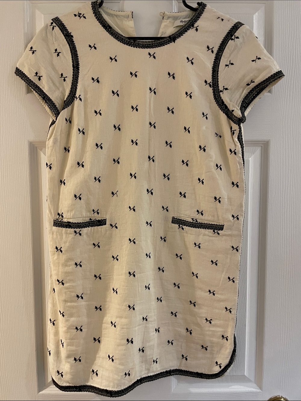 Linen Dress with Black Embroidery